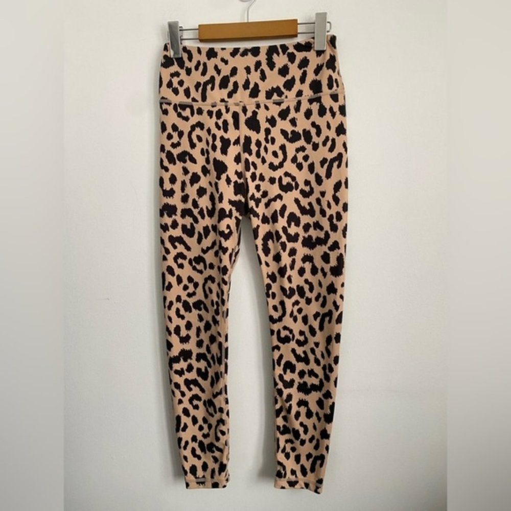 Anthropologie All Fenix Camel Leopard Cheetah Animal Print Leggings  M
